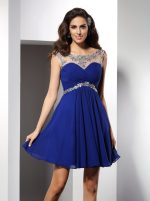 Royal Blue Chiffon Cocktail Dresses,Empire Homecoming Dress,11473