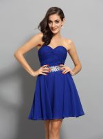 Royal Blue Chiffon Cocktail Dresses,Sweetheart Homecoming Dress,11424