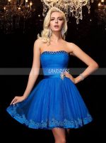 Royal Blue Strapless Sweet 16 Dress,Ruched Short Cocktail Dress,11541