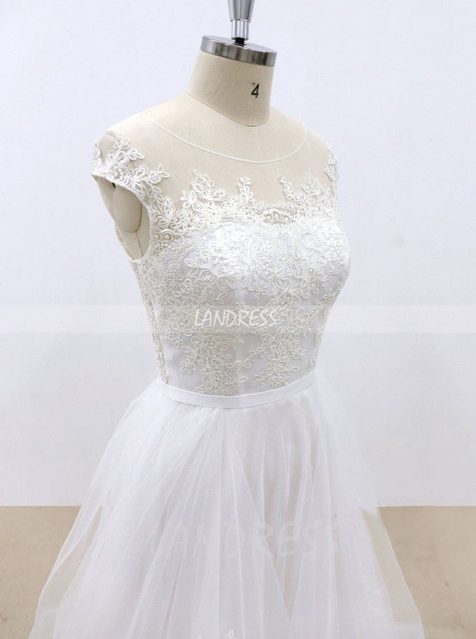 Ruffled Wedding Dresses,Tulle A-line Wedding Dress,11296