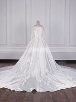 Satin Ball Gown Wedding Dress with Sleeves,Long Train Bridal Gown,12086