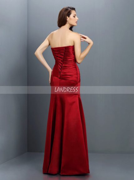 Satin Fitted Bridesmaid Dresses,Strapless Bridesmaid Dress,11378