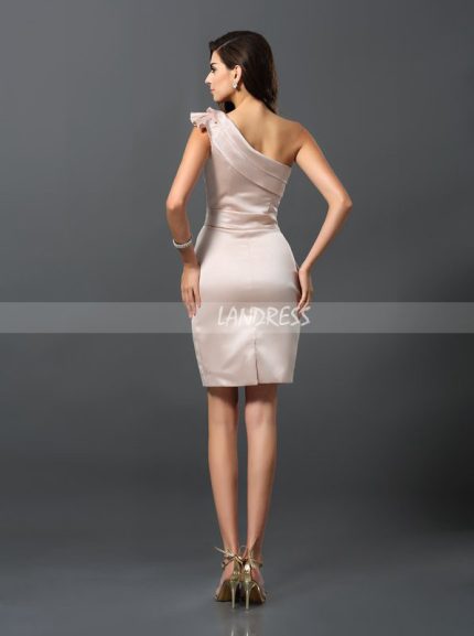 Satin One Shoulder Tight Cocktail Dresses,Cocktail Dress with Pockets,11438