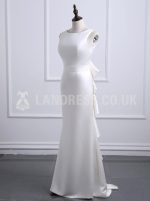 Satin Wedding Dress with Ruffles,Modest Wedding Dresses,Fit and Flare Bridal Dress,11157