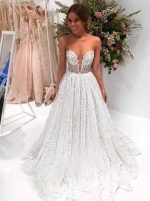 See Through Sequin Lace Bridal Dress,12251