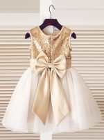 Sequined Flower Girl Dresses,Birthday Party Dress with Bowknot,11816