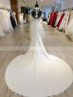 Sheath Wedding Dresses with Long Sleeves,Illusion Wedding Dress,11574