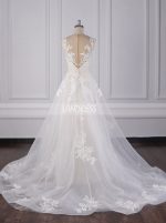 Sheath Wedding Dress with Detachable Train,Lace Wedding Dress,12087