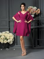 Short Mother Dresses with Shawl,Chiffon Simple Mother of the Bride Dress,11740