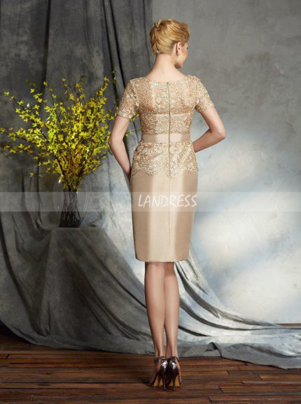 Short Mother of the Bride Dress with Sleeves,Champagne Mother Dress,11730