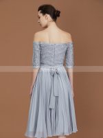Silver Bridesmaid Dresses with Sleeves,Short Bridesmaid Dresses,11327