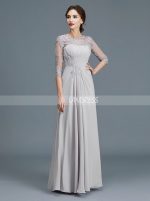 Silver Long Mother of the Bride Dresses,Mother Dress with Sleeves,11767