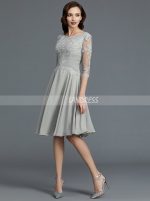 Silver Mother of the Bride Dresses with Sleeves,Short Mother Dress,11763