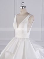 Simple A-line Wedding Gown,Satin Tulle Bridal Dress,12094