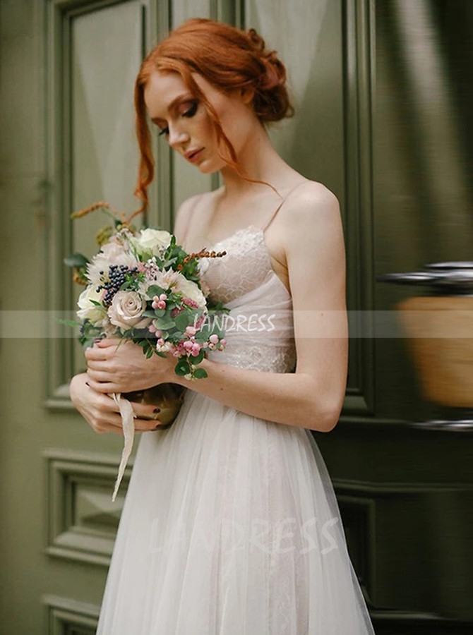 Simple Outdoor Wedding Dresses,Tulle and Lace Garden Bridal Dress,12182