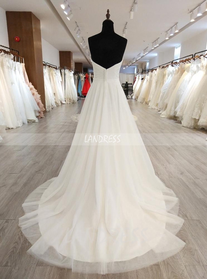 Simple Strapless Wedding Dresses,Ivory Wedding Dress,11566