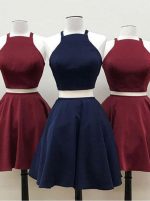 Simple Two Piece Homecoming Dresses,Lace Up Cocktail Dress,11553