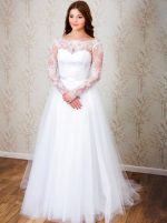 Simple Wedding Dress with Long Sleeves,Open Back Bridal Dress,11651