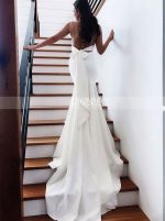 Simple Wedding Dress with Spaghetti Straps,Spandex Mermaid Bridal Dress,12158
