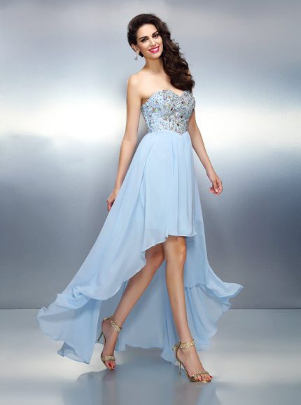 SkyBlue Sweetheart Homecoming Dresses,High Low Prom Dress,11448