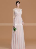 Spaghetti Straps Chiffon Long Bridesmaid Dresses,Simple V-neck Bridesmaid Dress,11341