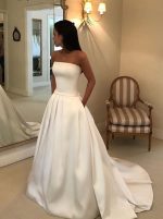 Strapless A-line Bridal Dress with Pockets,12280