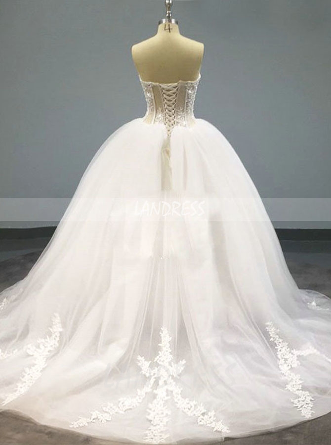 Strapless Ball Gown Wedding Dress,Illusion Wedding Dress,12106