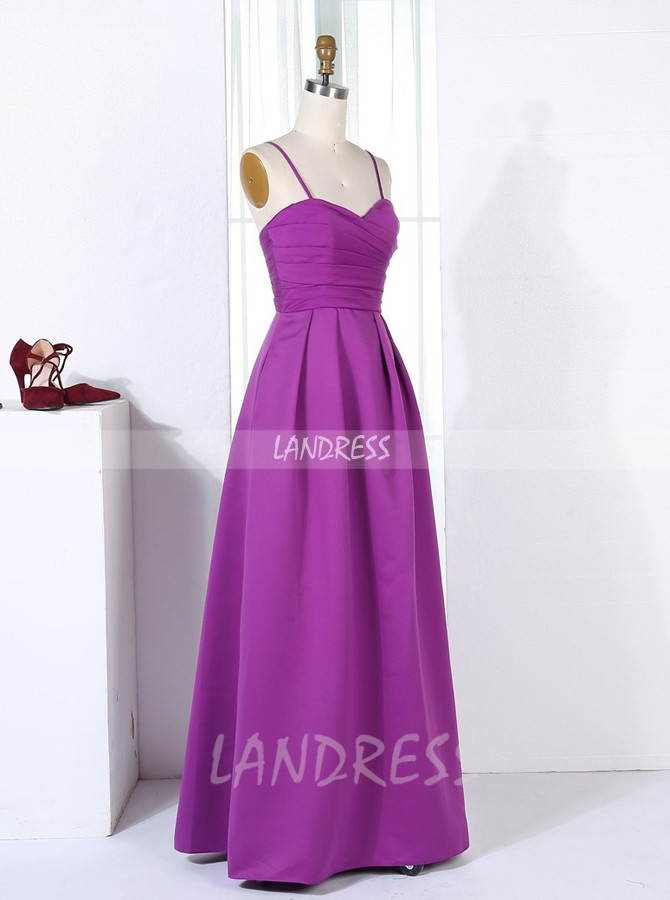 Strapless Bridesmaid Dresses,Satin Floor Length Bridesmaid Dress,11317