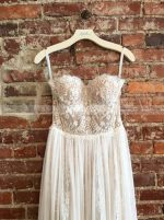 Strapless Wedding Dress,Beach Chiffon and Lace Bridal Dress,12186