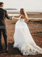 Strapless Wedding Dress,Destination Tulle Bridal Dress,12160