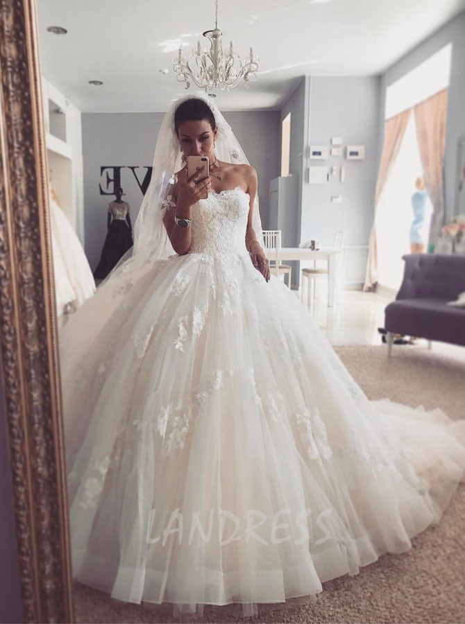 Strapless Wedding Dress,Gorgeous Bridal Gown,11123