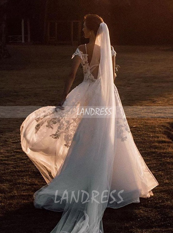 Stunning Wedding Dress,Mermaid Wedding Dress with Detachable Overskirt,12145