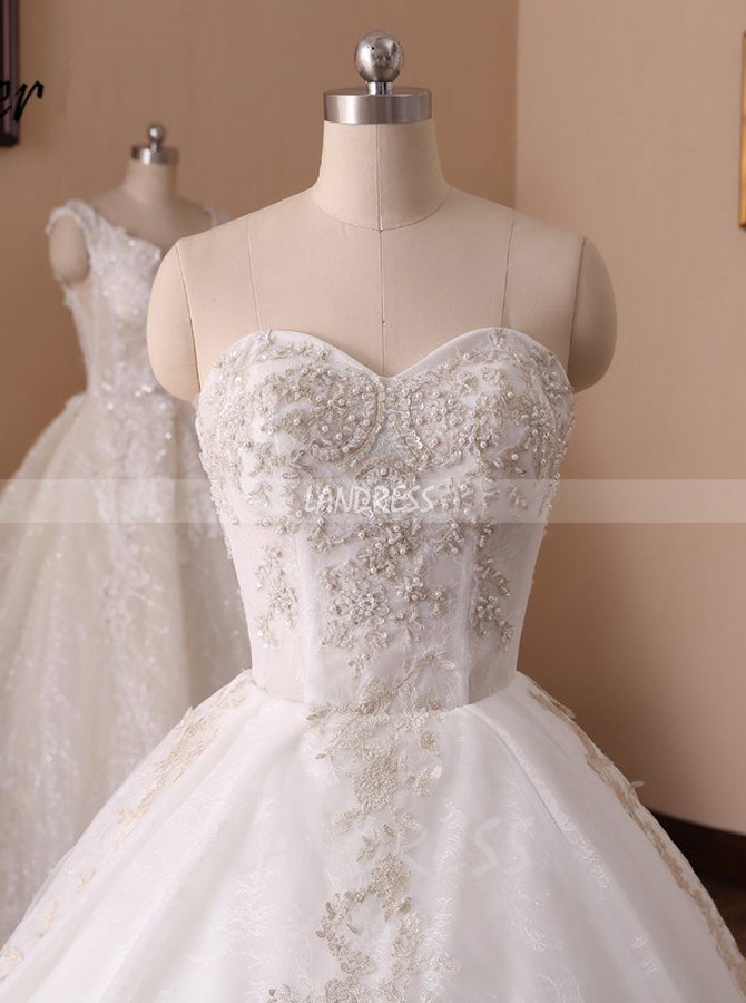 Sweetheart Ball Gown Wedding Dress,Lace Bridal Gown,11714