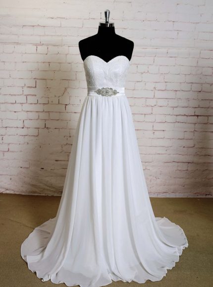 Sweetheart Wedding Dresses,Chiffon Wedding Dress with Train,11583