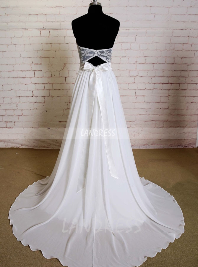 Sweetheart Wedding Dresses,Chiffon Wedding Dress with Train,11583