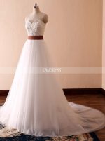 Sweetheart Wedding Dresses with Belt,Tulle Bridal Dress,11711