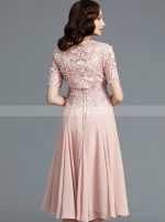 Tea Length Mother of the Bride Dress with Jacket,Pink Mother Dress,11780