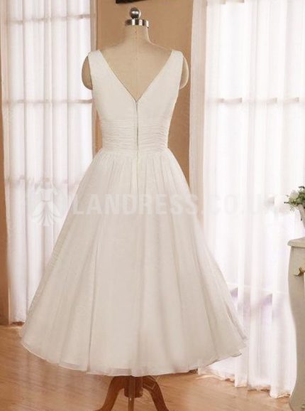 Tea Length Short Wedding Dress,Wedding Reception Dress,Simple Casual Bridal Dress,11140