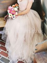 Tulle Ball Gown Bridal Gown,Champagne Wedding Dress,Off the Shoulder Wedding Dress,11165