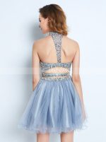 Two Piece Beaded Homecoming Dresses,Silver Cocktail Dress,11511