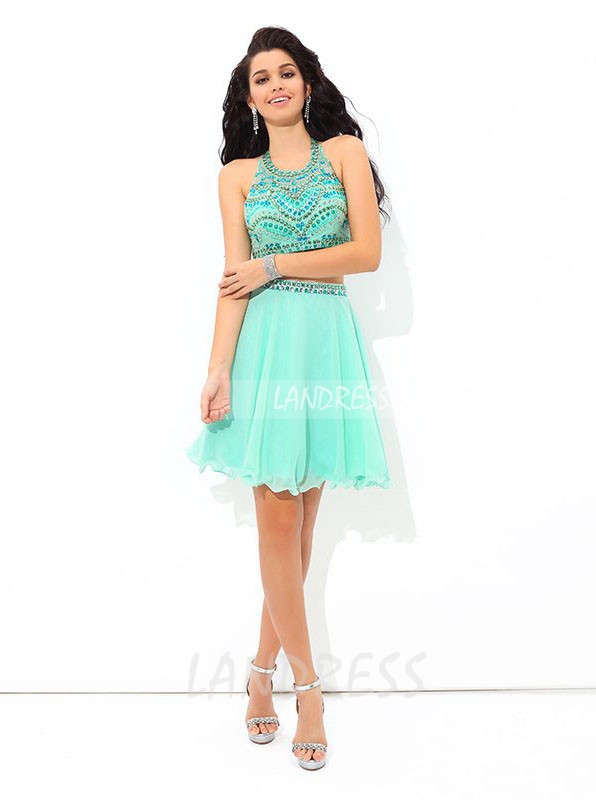 Two Piece Cocktail Dresses,Backless Homecoming Dress,11504