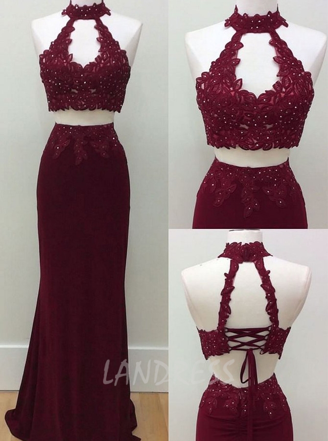 Two Piece Fitted Evening Dresses,Sexy Long Prom Dress,11223