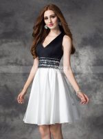 Two Tone Cocktail Dresses,A-line Satin Homecoming Dress,11509