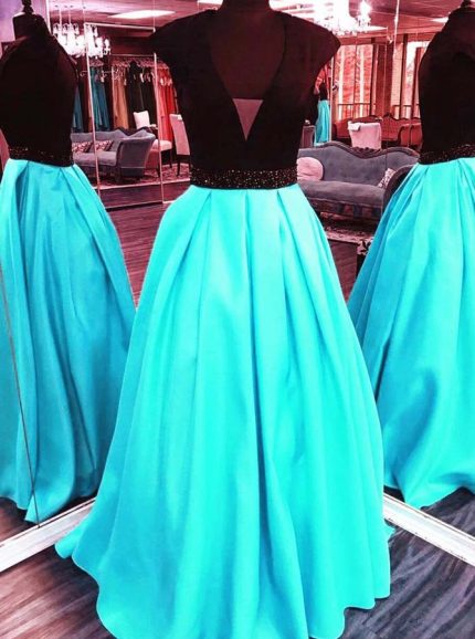 Two Tone Prom Dress for Teens,Floor Length Satin Prom Dress,11890