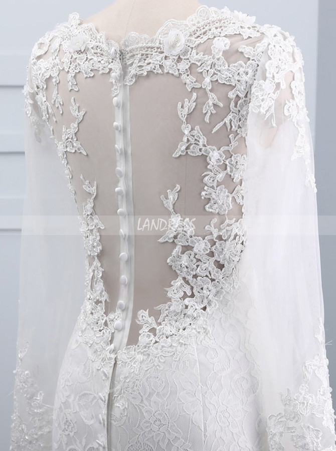 Vintage Wedding Dresses,Lace Wedding Dress with Sleeves,11685