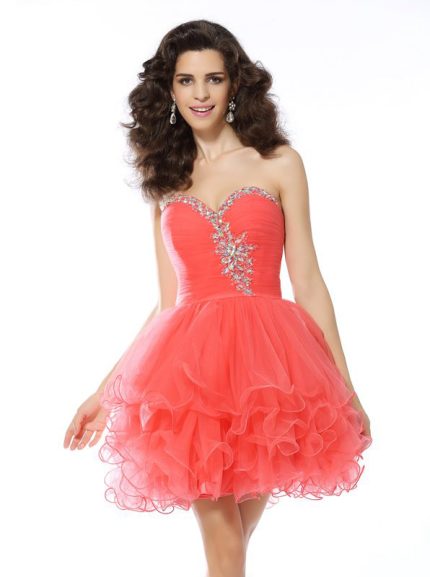 WaterMelon Sweet 16 Dresses,Organza Layered Homecoming Dress,11442