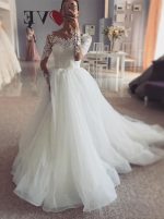 Wedding Gown with Long Sleeves,Ball Gown Wedding Dress,Elegant Bridal Dress,11125