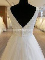 White A-line Wedding Dresses,V-neck Classic Bridal Dress,11556