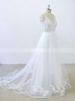 White A-line Wedding Dresses with Appliques,Tulle Simple Bridal Dress,11291