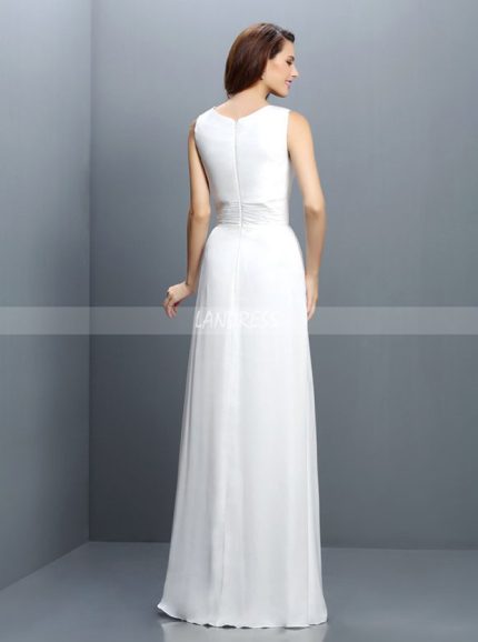 White Cowl Neck Bridesmaid Dresses,Modest Bridesmaid Dress,11419